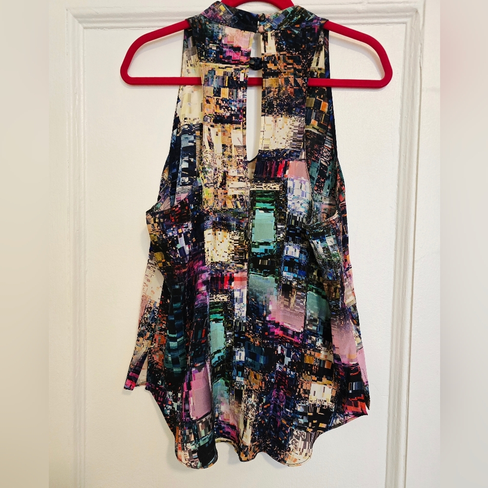 Amanda Uprichard 100% Silk Colorful Geometrick Cassia Tank | Size Large
